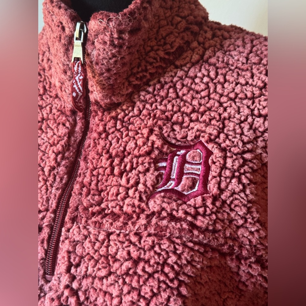 Boxercraft Women's Detroit Red Sherpa quarter zip Cowl Neck Sweater Soft  Large - Picture 2 of 7
